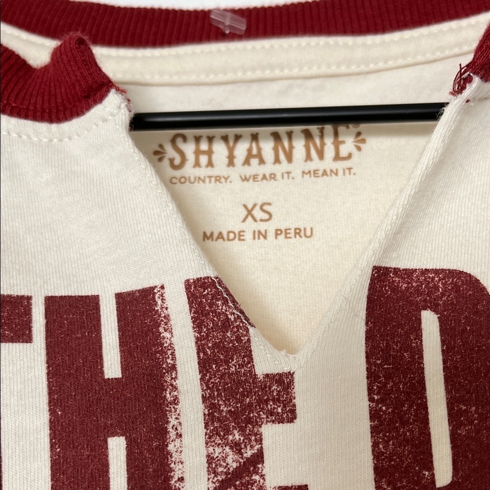 Shyanne Long Sleeve Graphic Tee - Red & Cream - Picture 5 of 12